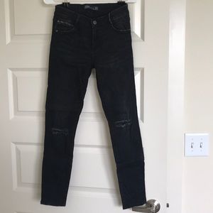 Zara Black Denim Pants Distressed Size 36/4